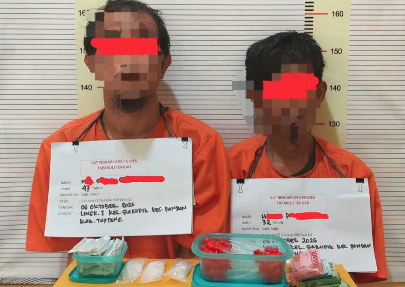 Polres Tapteng Tangkap Dua Terduga Pengedar Sabu di Sarudik